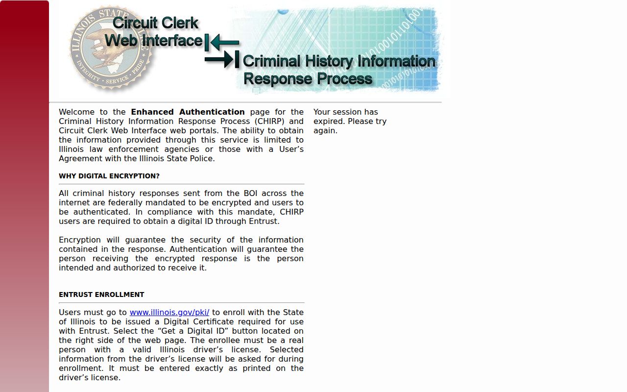 Richland County criminal history CHIRP portal