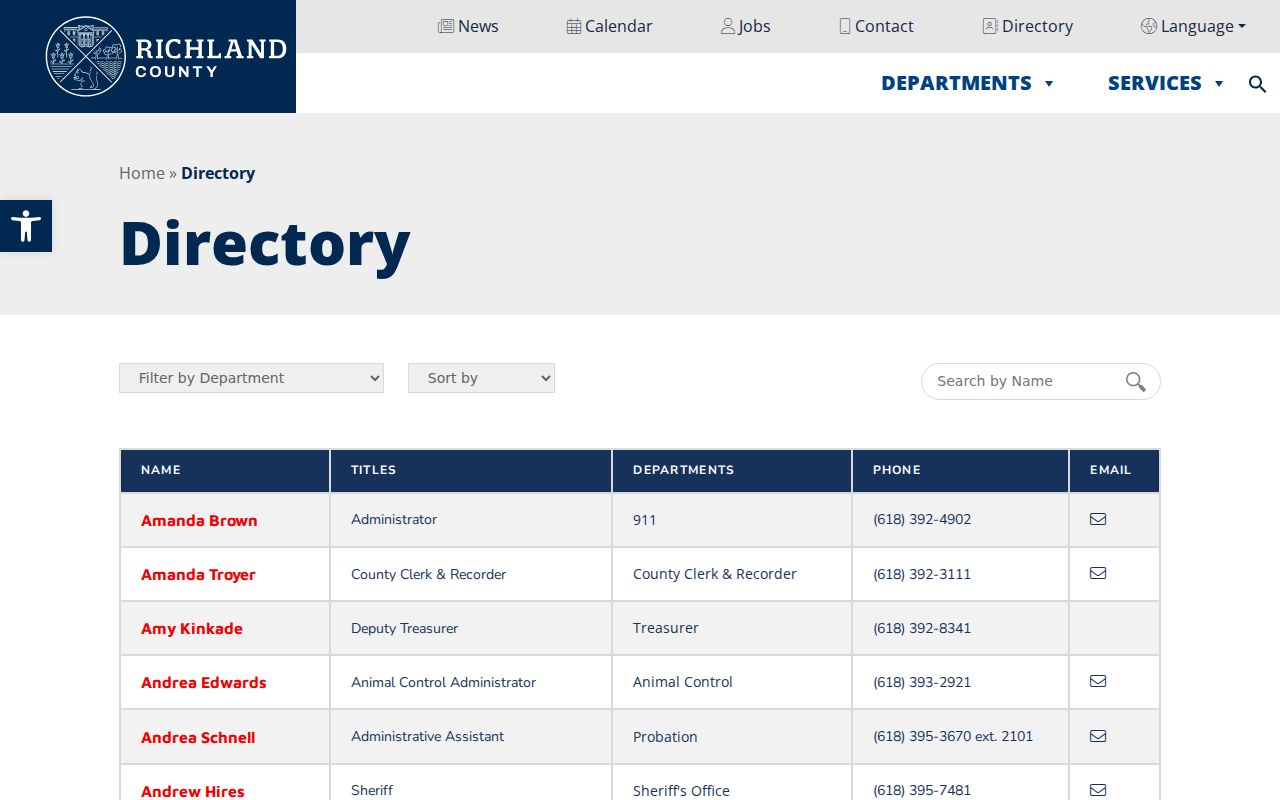 Richland County criminal record office directory
