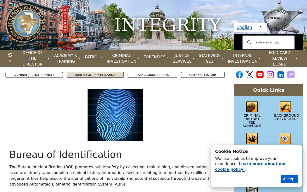 Richland County criminal history Illinois State Police services