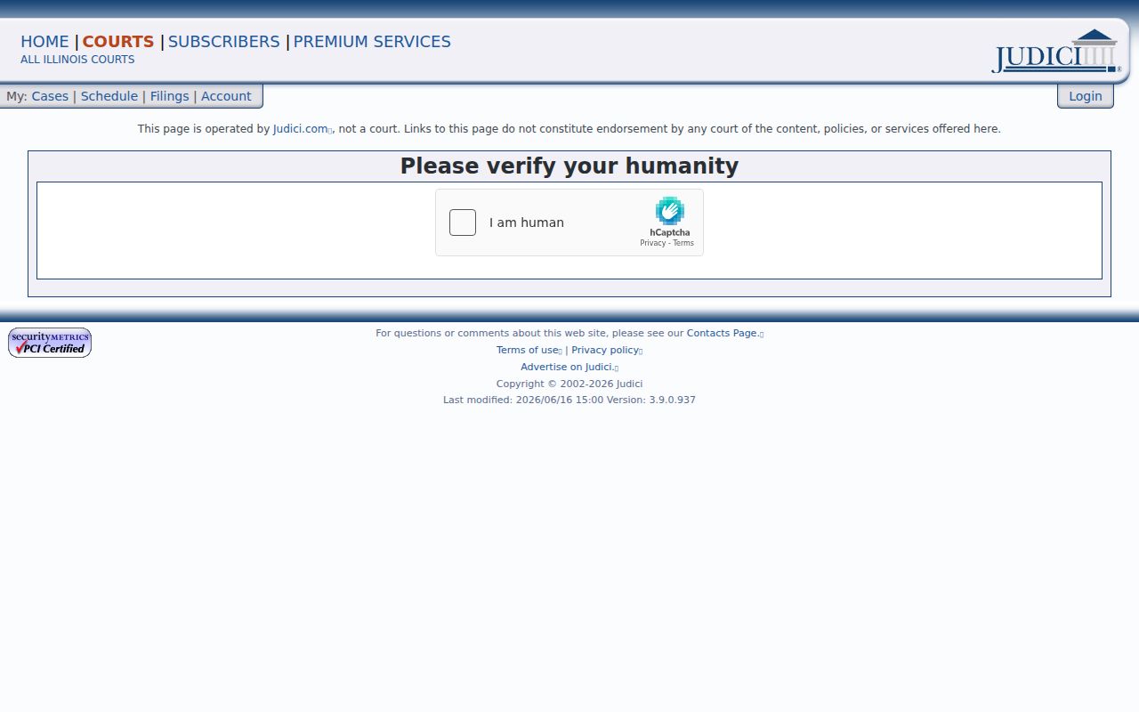 Richland County court case lookup screen on Judici