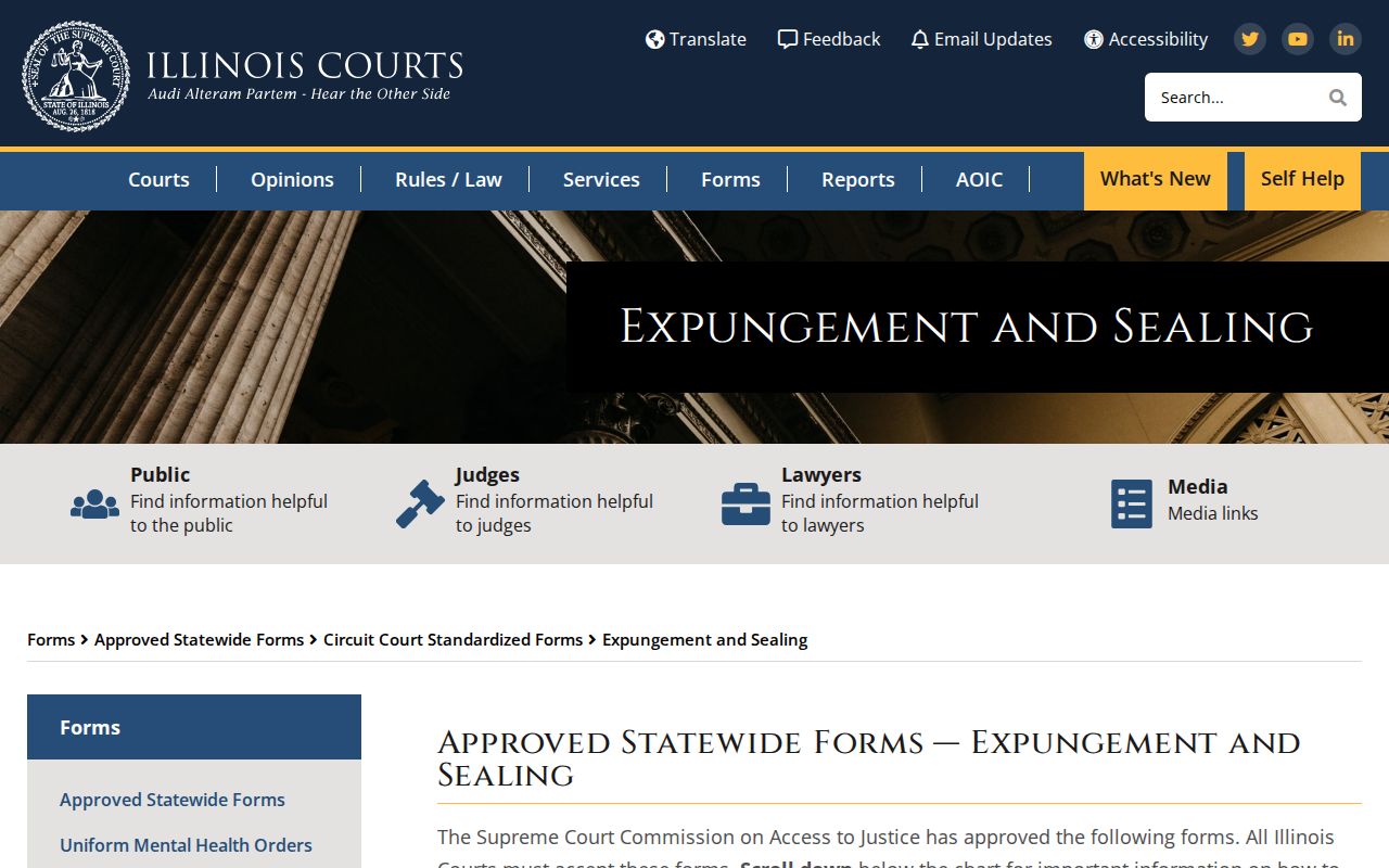 Richland County court case expungement and sealing forms
