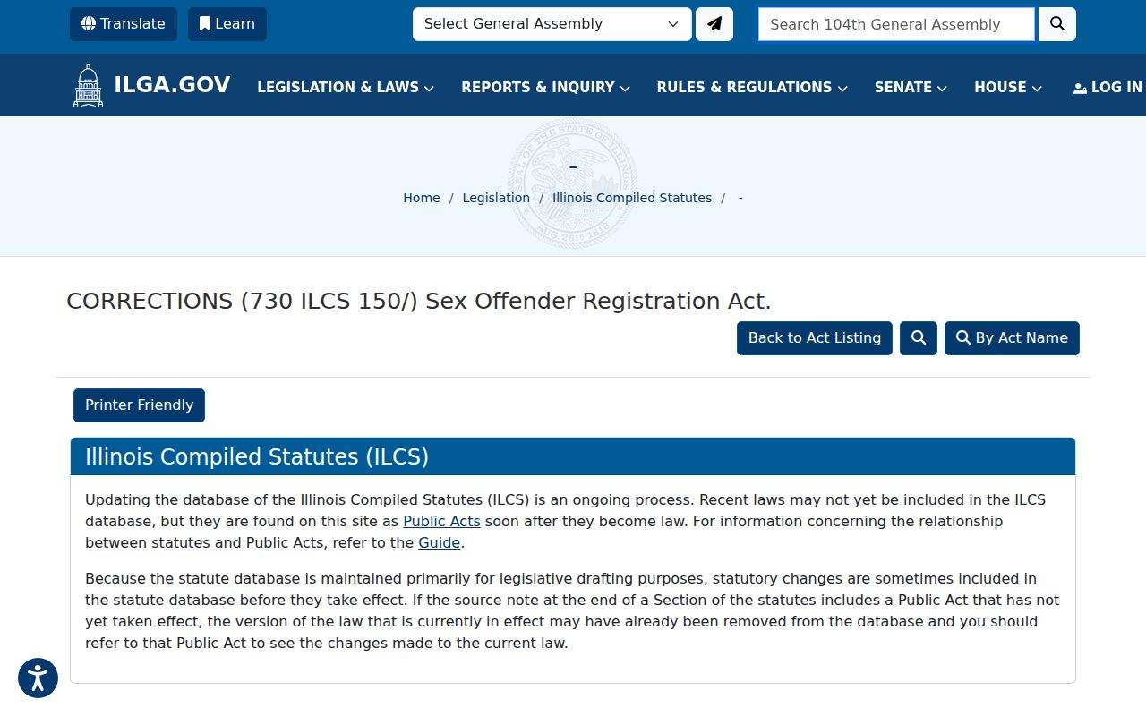Illinois community notification law for Richland County registry use